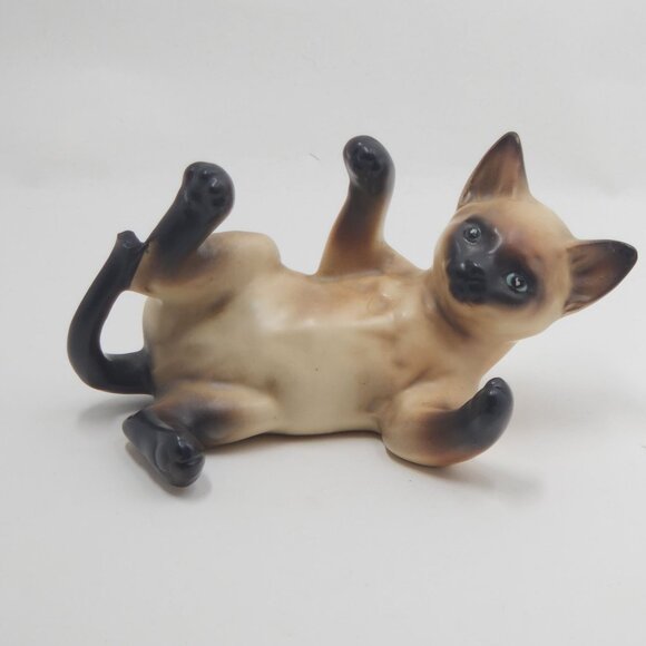 Vintage Lefton's Siamese Playing Kitten Cat Figurine Porcelain 1960's #H4032 - Picture 3 of 12